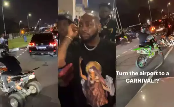 Ghanaians shutdown Accra Airport with Biker’s carnival as they welcome Davido (Photos/Video)